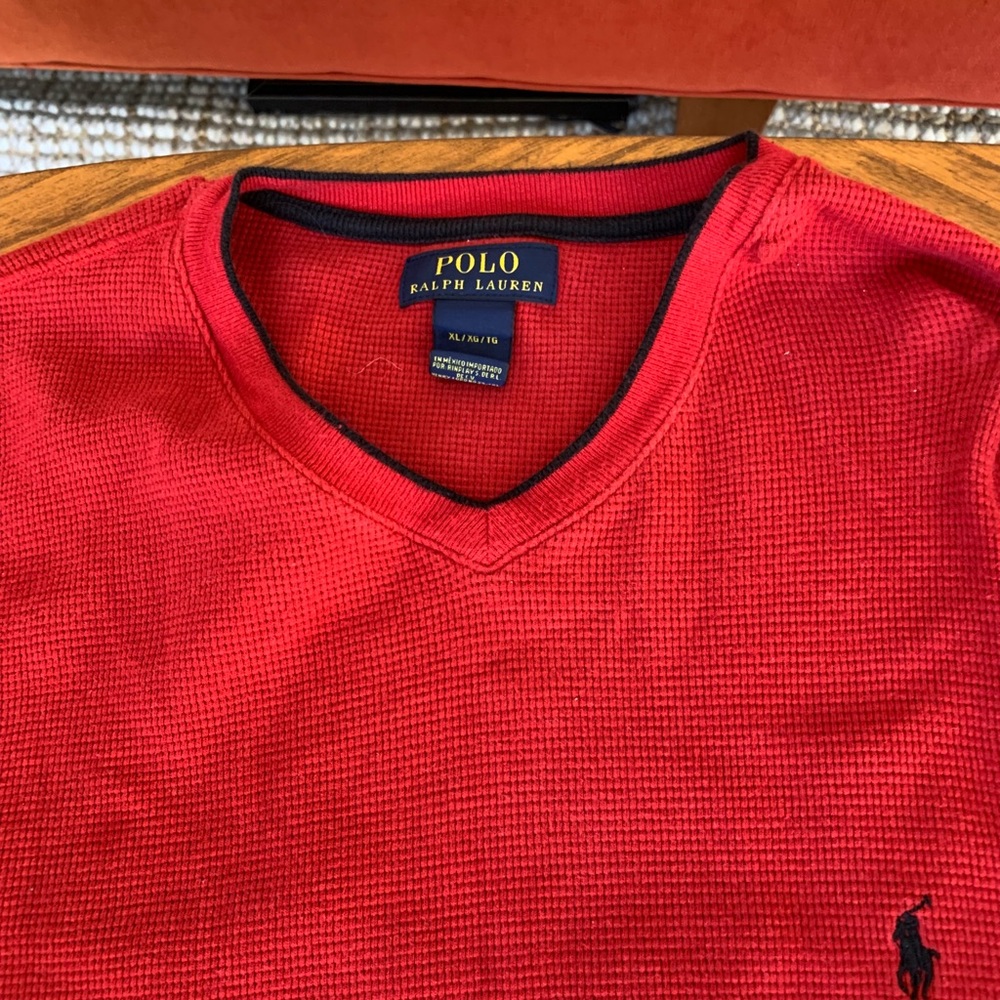 Polo - Long Sleeved Waffle Tee - XL - Red